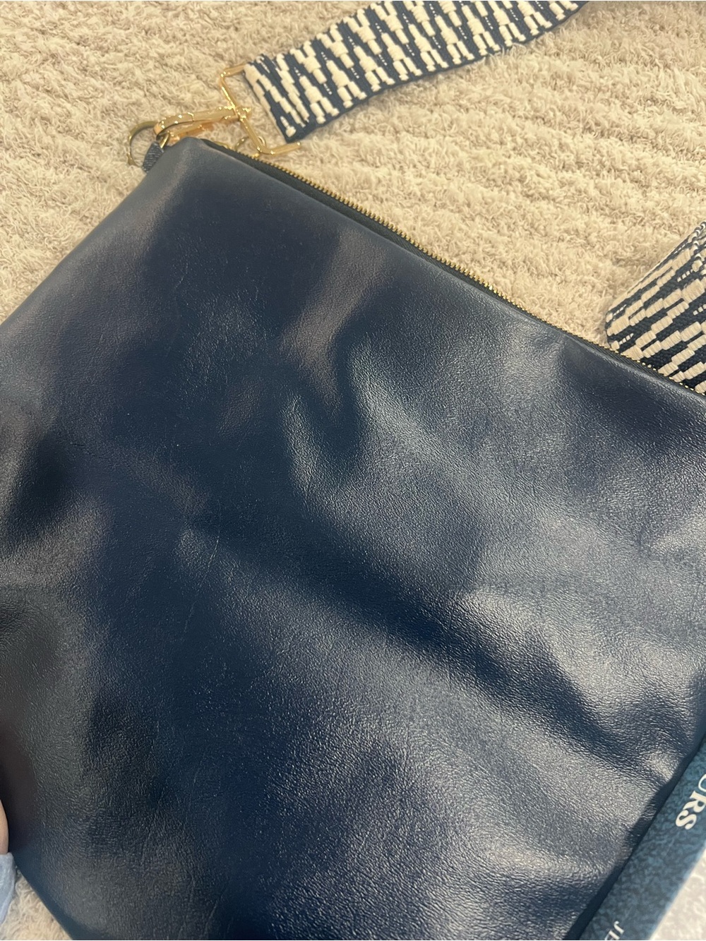 *Up cycled crossbody bag/Louis Vuitton Denim Monogram Fabric w/ Patterned Strap - Picture 6 of 8